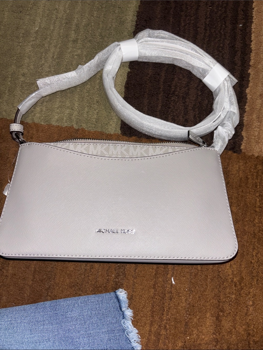 Michael Kors grey Leather Crossbody Bag